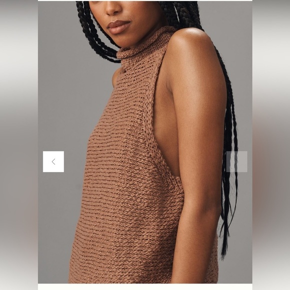 Anthropologie Halter brown sweater top XL y2k boho cottagecore bohemian - Picture 6 of 13